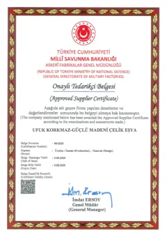 Onaylı Tedarikçi Belgesi sertifikası