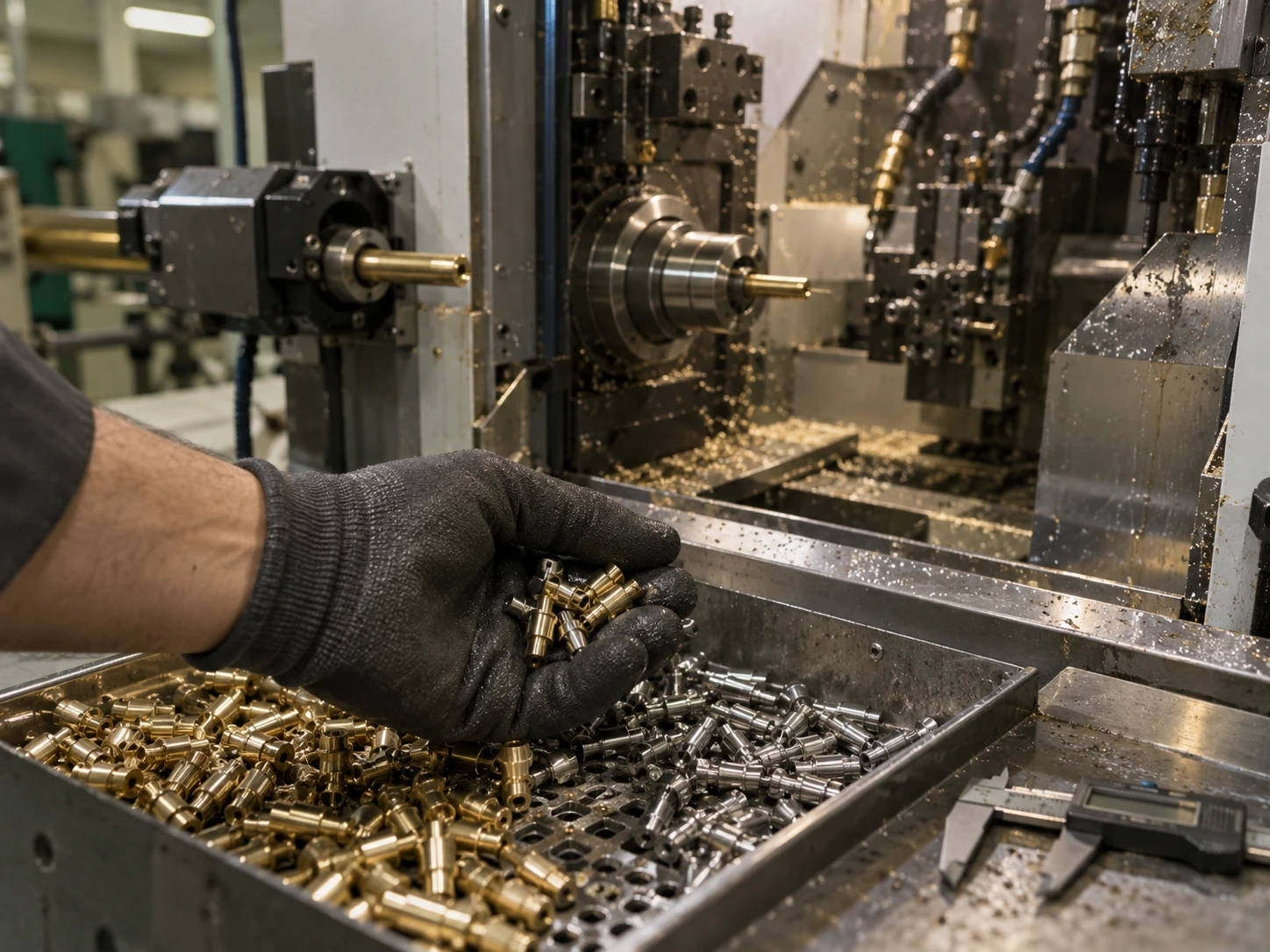 CNC kayar otomatta üretilmiş küçük hassas seri parçalar
